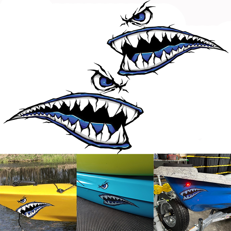 2PCS Shark Teeth Mouth Boat St - Fishing Boat Oar recension och pris